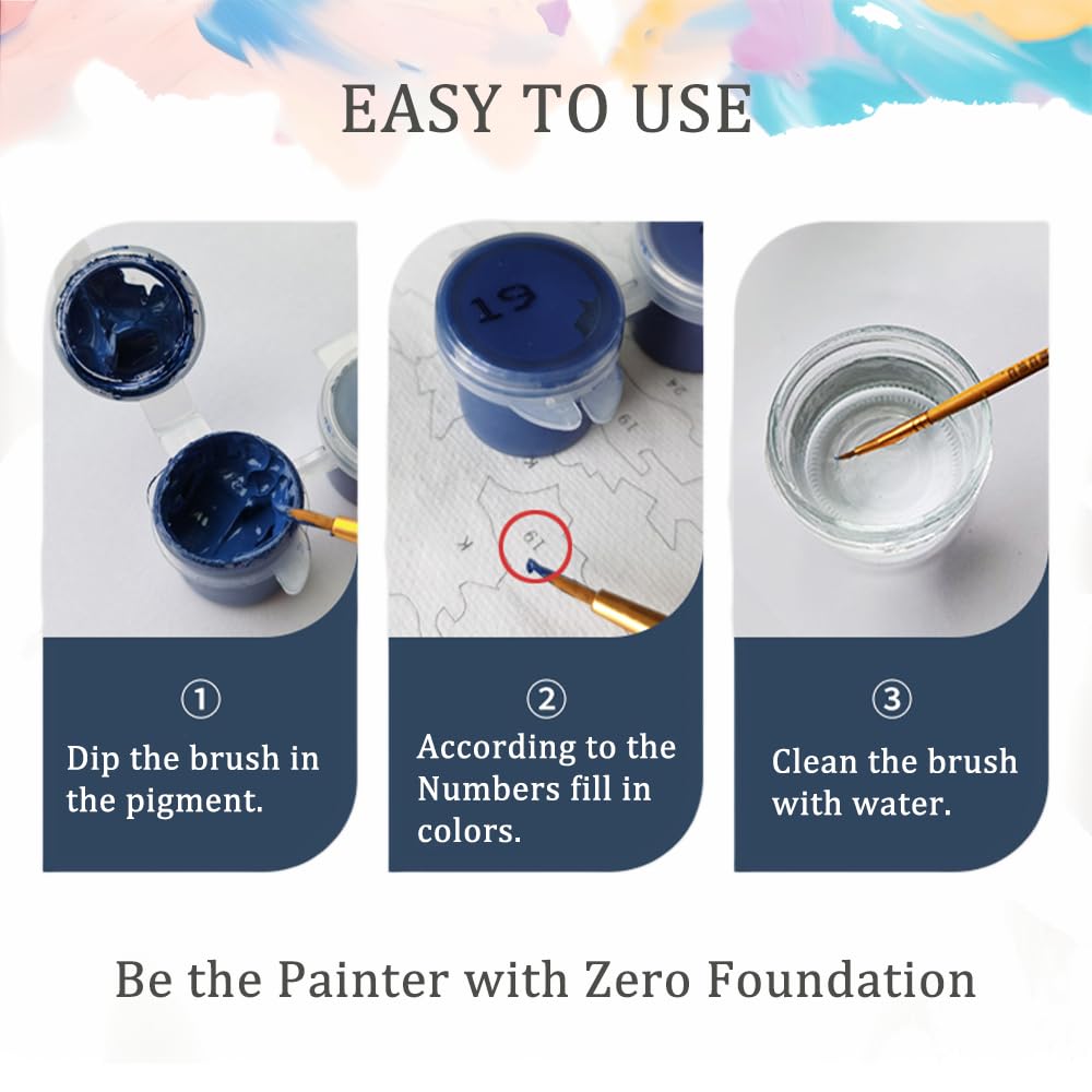 Natuyalo Paint by Numbers Kit for Adults Beginner, Coconut Tree Adult Paint by Number Kits on Canvas, Beach View DIY Acrylic Paint by Number for Adults for Home Decor Gift 16x20 Inch Natuyalo