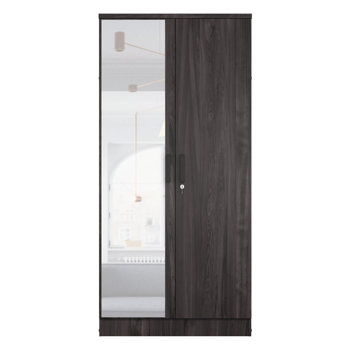 Better Home Products Harmony Two Door Armoire Wardrobe with Mirror in Tobacco Better Home Products