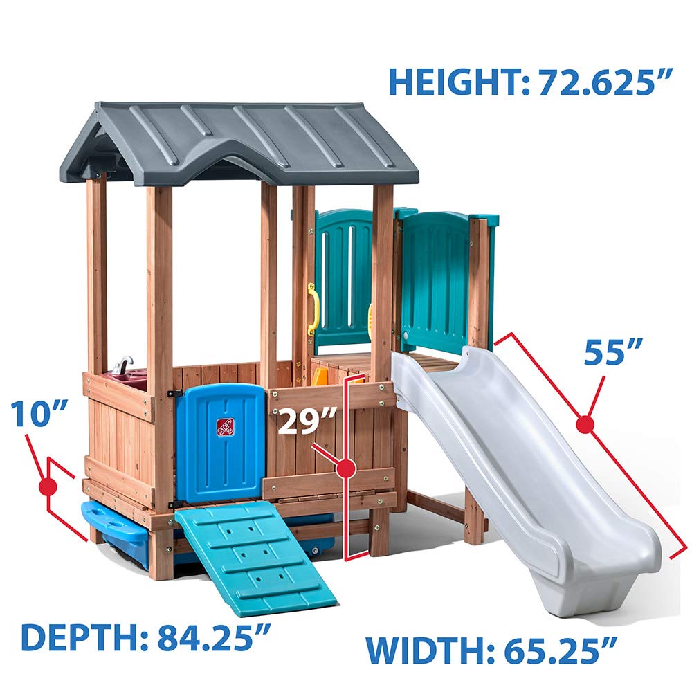 Step2 Woodland Adventure Playhouse & Slide for Kids, Outdoor Playset, Slide, & Swing, Toddlers Ages 3 – 8 Years Old, Easy Assembly Step2