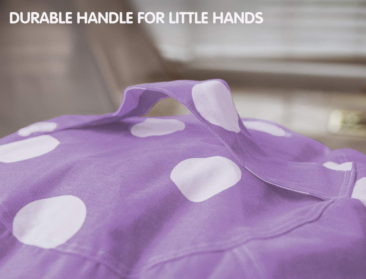 Wekapo Stuffed Animal Storage Bean Bag Chair Cover for Kids | Stuffable Zipper Beanbag for Organizing Children Plush Toys Large Premium Cotton Canvas (Purple Dot, X-Large) WEKAPO