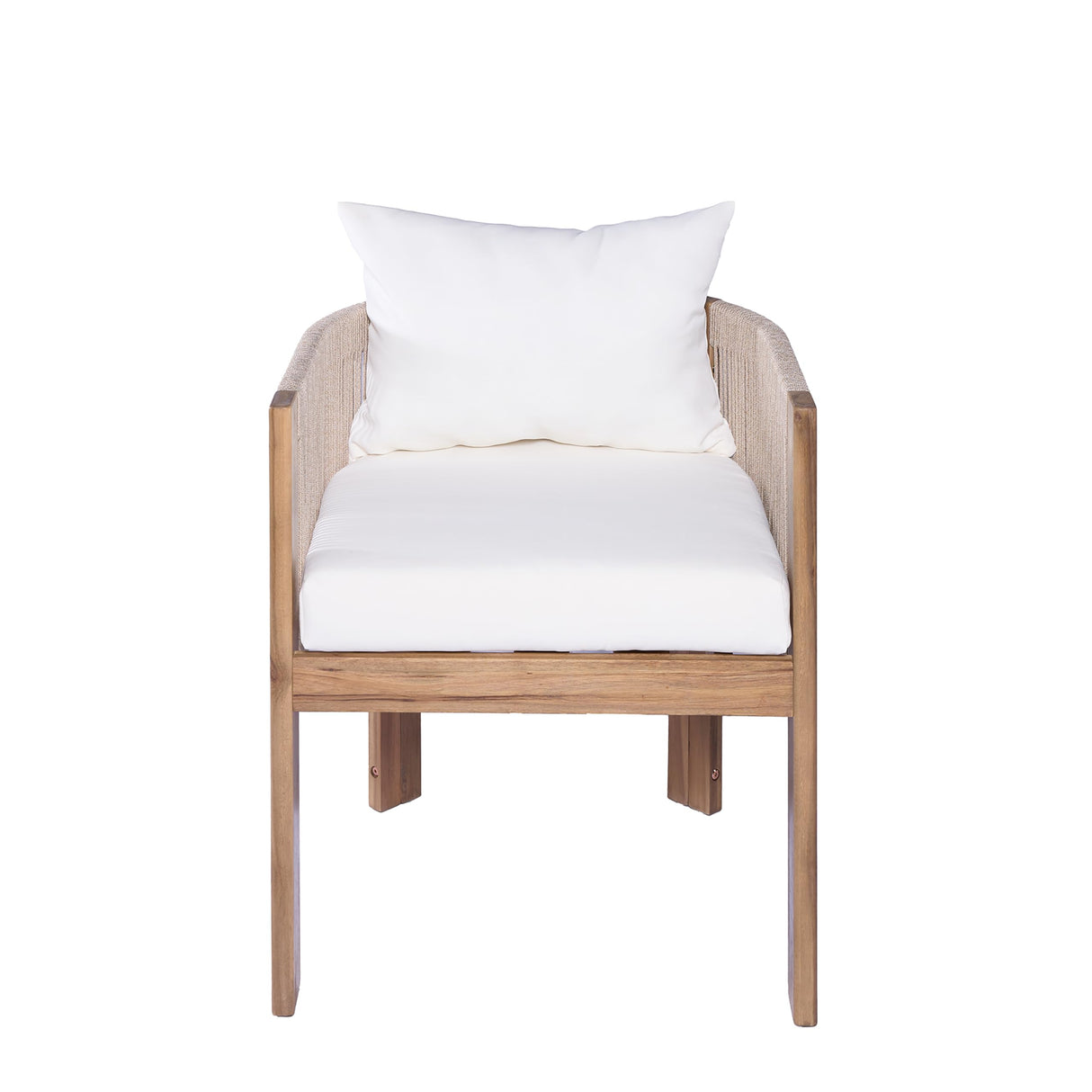 Christopher Knight Home Matera Dining Chair Set of 2, Acacia Wood Outdoor Accent Chair, Farmhouse Patio Kitchen Side Chair, Comfy Reading Chair, Round Backrest and Water Resistant Cushion,Teak+ Beige Christopher Knight Home