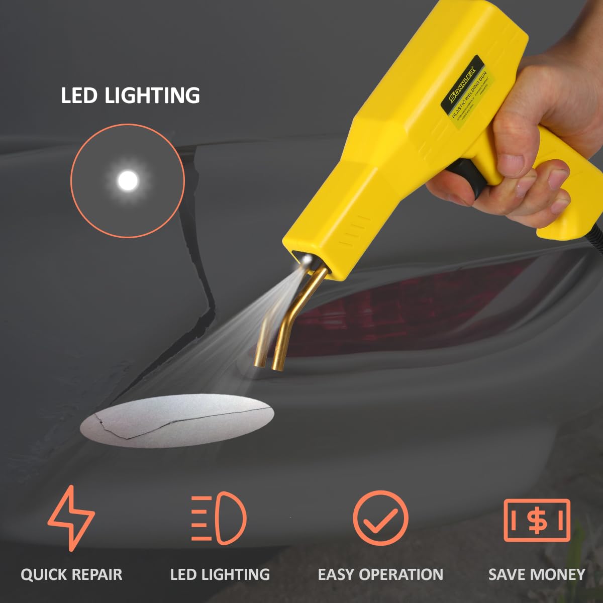 Plastic Welder, 2 in 1 Plastic Welding Kit, SONNLER 1000PCS Hot Stapler Plastic Repair Kit For Car Bumper Crack Repair with Plastic Iron Plastic Rods, Metal Mesh, Abrasive Paper, Aluminum Tape SONNLER