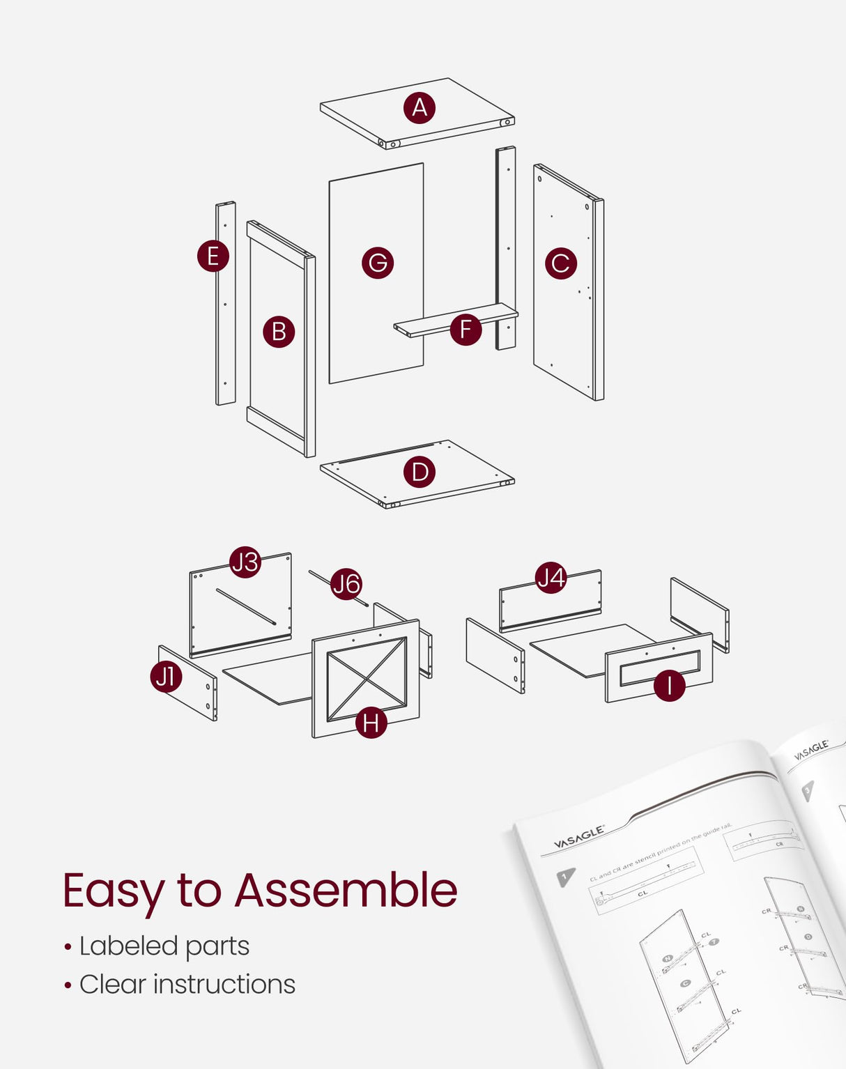 VASAGLE File Cabinet, Filing Cabinet with 3 Drawers, Printer Stand, Fit A4, Letter Size, Hanging File Folders, Modern Farmhouse Style, for Home Office, Rustic White UOFC054T73 VASAGLE