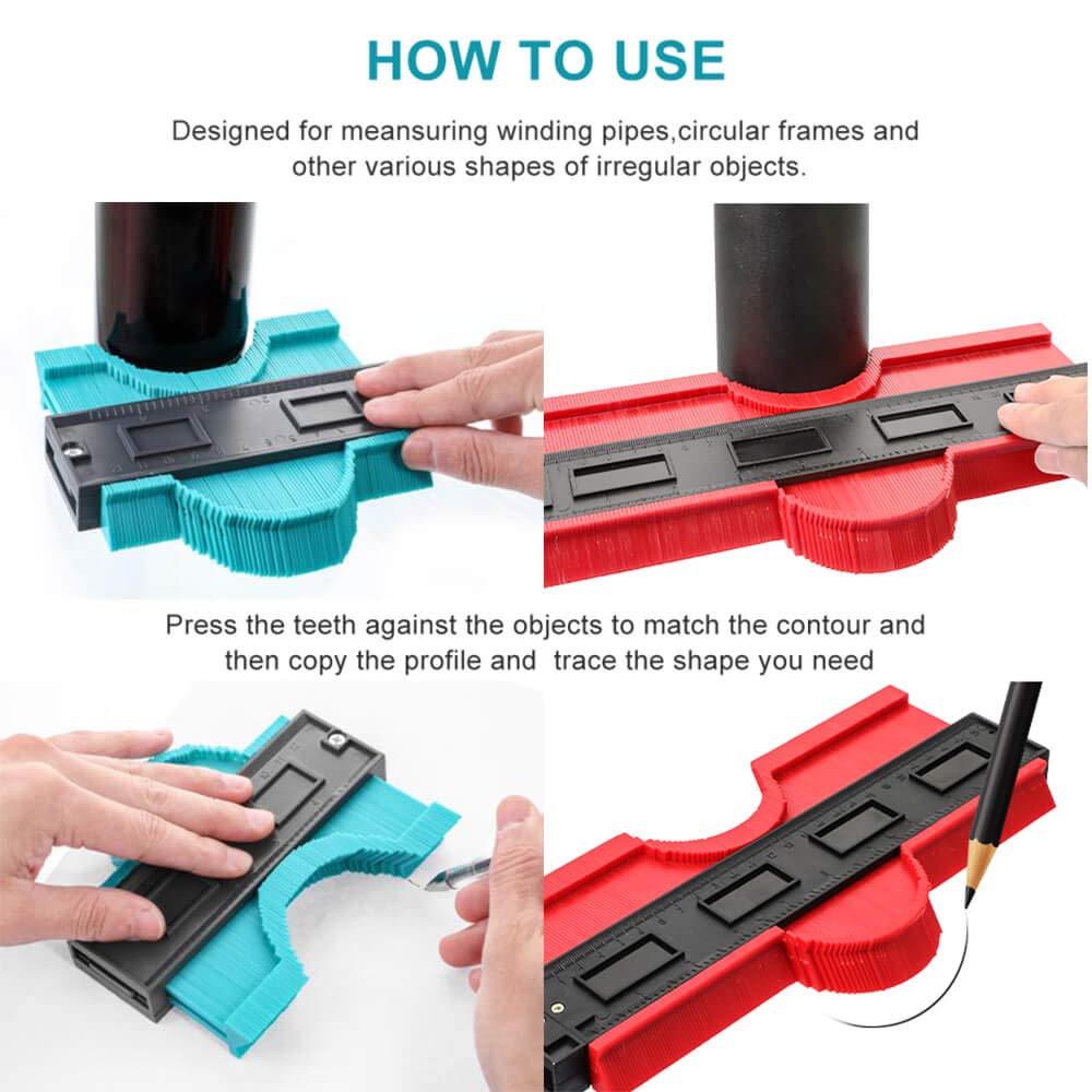 Contour ruler 10x 5.2,5x 5.2 Inch, Widen Plastic Profile Gauge Duplicator, Precisely Copy Irregular Shapes Wood Template Measuring Tool for Perfect Fit and Easy Cutting. SAILHOME
