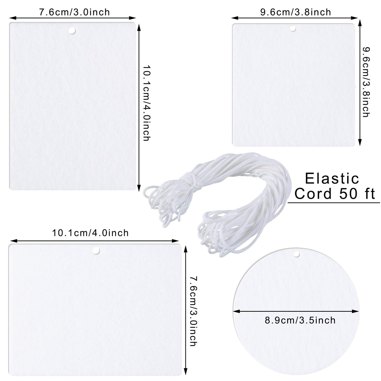 25 Pieces Sublimation Air Freshener Blanks Sheets Car Freshies Supplies Starter Kit Diy Felt Scented Sheet with Elastic Rope for Car Interior Use and Decor, 4 Styles Maitys