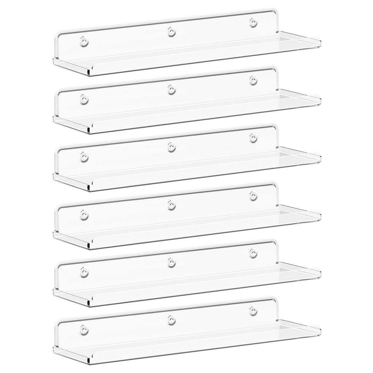 Lifewit Floating Shelves for Wall, 6 Pack 15" Clear Acrylic Shelf Room Decor for Book/Figures/Photo/Makeup in Bathroom, Book Shelf, Living Room, Bedroom, Kitchen Storage and Organization Lifewit