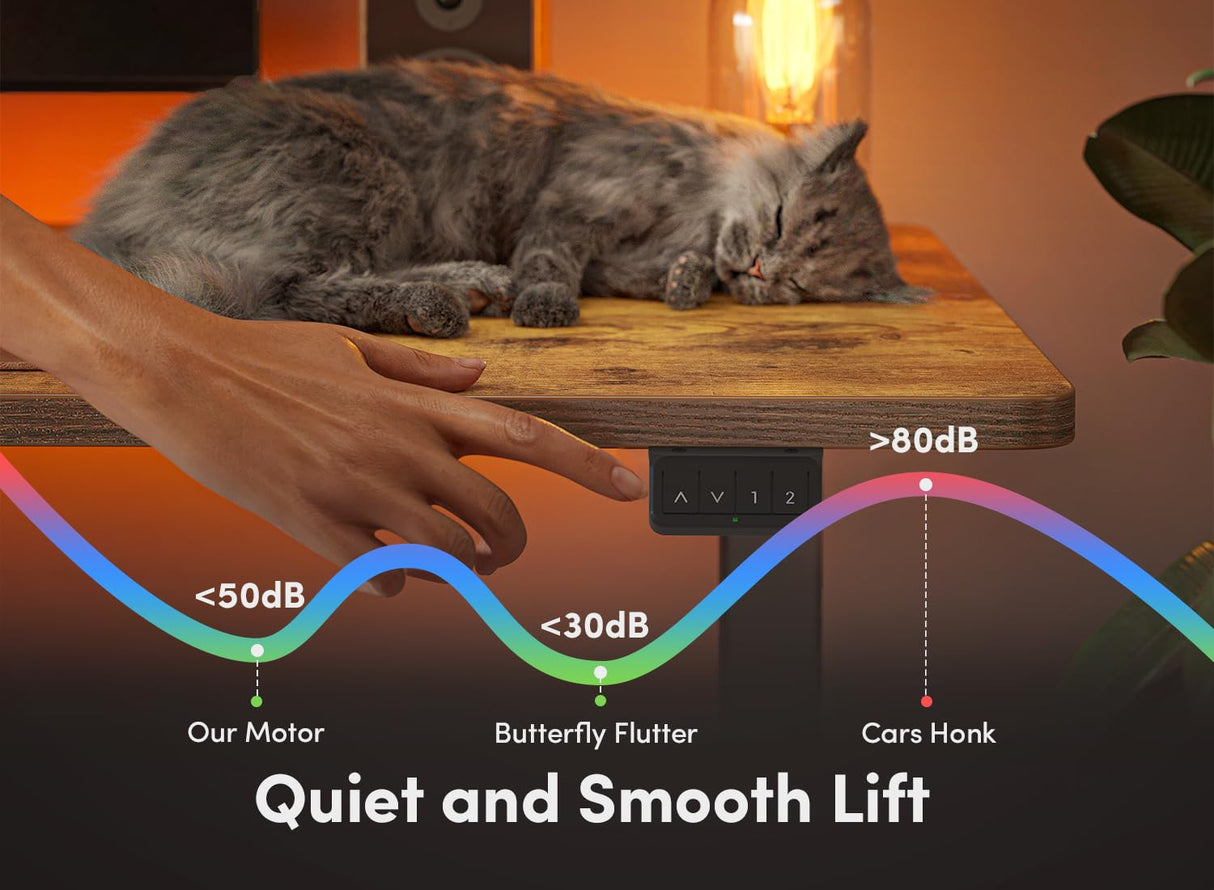 FEZIBO Electric Standing Desk, 48 x 24 Inches Height Adjustable Stand up Desk, Sit Stand Home Office Desk, Computer Workstation, Vintage Brown FEZIBO