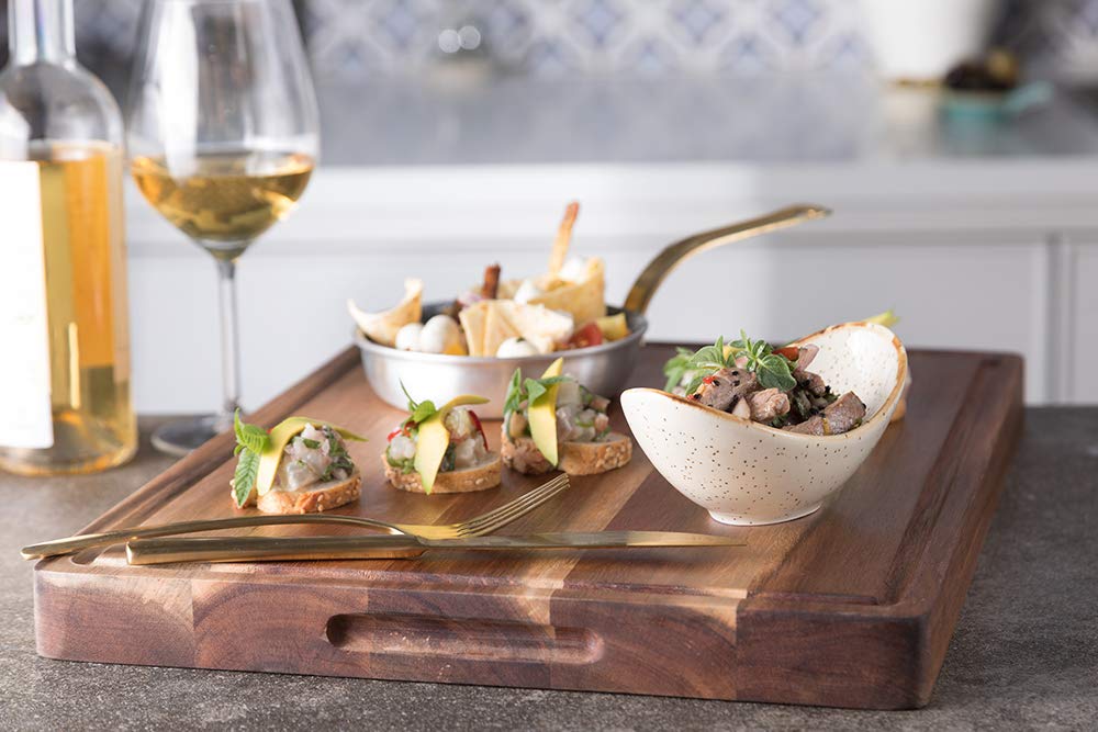 PREMIUM ACACIA Cutting Board & Professional Heavy Duty Butcher Block w/Juice Groove - Extra Large (17"x13"x1.4") Organic, End Grain Chopping Block. SOULFINO