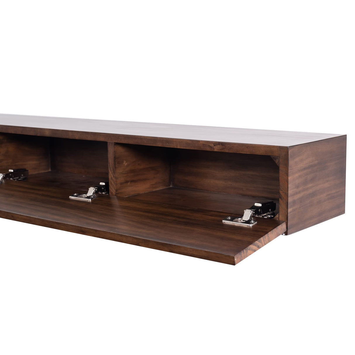 MANTELSDIRECT Houston Floating Wood Mantel Shelf with Hidden Storage Compartment - Mocha 60 Inch | Beautiful Wooden Rustic Shelf for TV Remotes, Controllers, and Décor MANTELSDIRECT