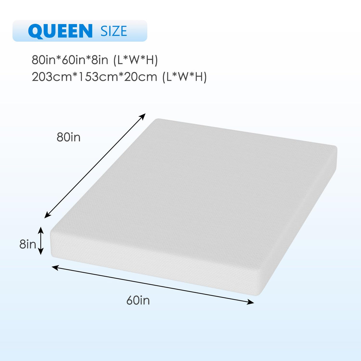 FDW 8 Inch Green Tea Queen Cooling Gel Memory Foam Mattress/Medium-Firm Mattress for Pressure Relief for Kid Adults/CertiPUR-US Certified/Mattress in a Box, Queen FDW