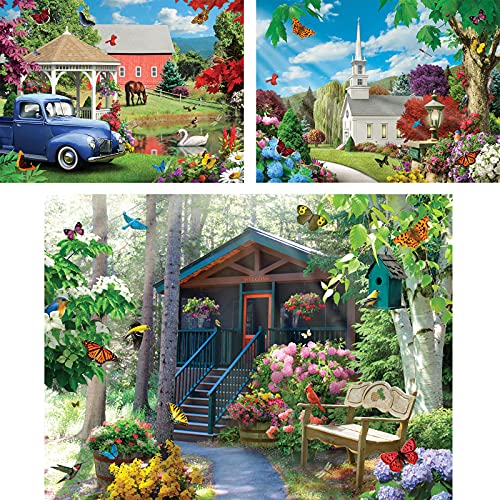 Bits and Pieces Set of 3 Jigsaw Puzzles 300 Pieces - Rustic America Bits and Pieces