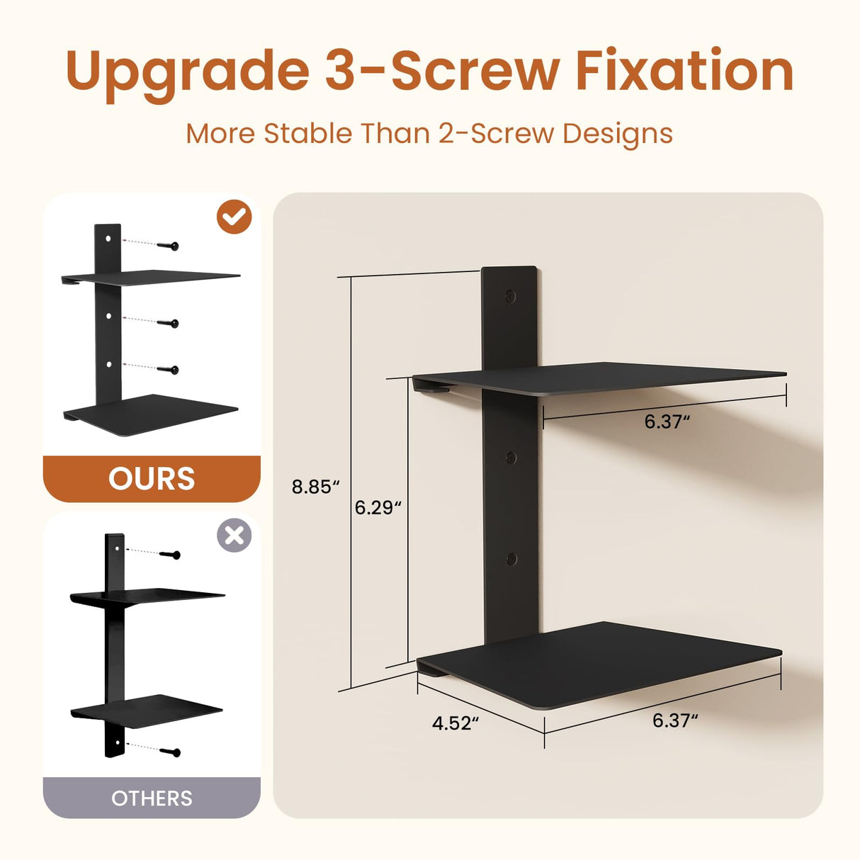 Floating Book Shelves for Wall, 6 Tier Invisible Bookshelves Heavy Duty Metal Loads 90LBS, Vertical Spine Book Tower Hanging Bookshelves, Shelves for Room Wall Mounted, 3 Pack Black Wawocs