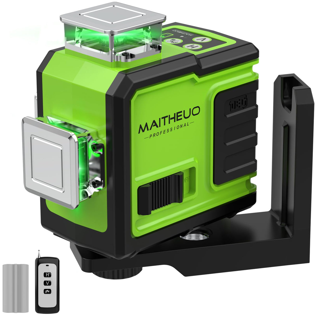 MAITHEUO Laser Level Self Leveling 3x360° Green Cross Line Outdoor Laser Level for Construction, with Remote Control, Rechargeable Batteries Work for MAITHEUO