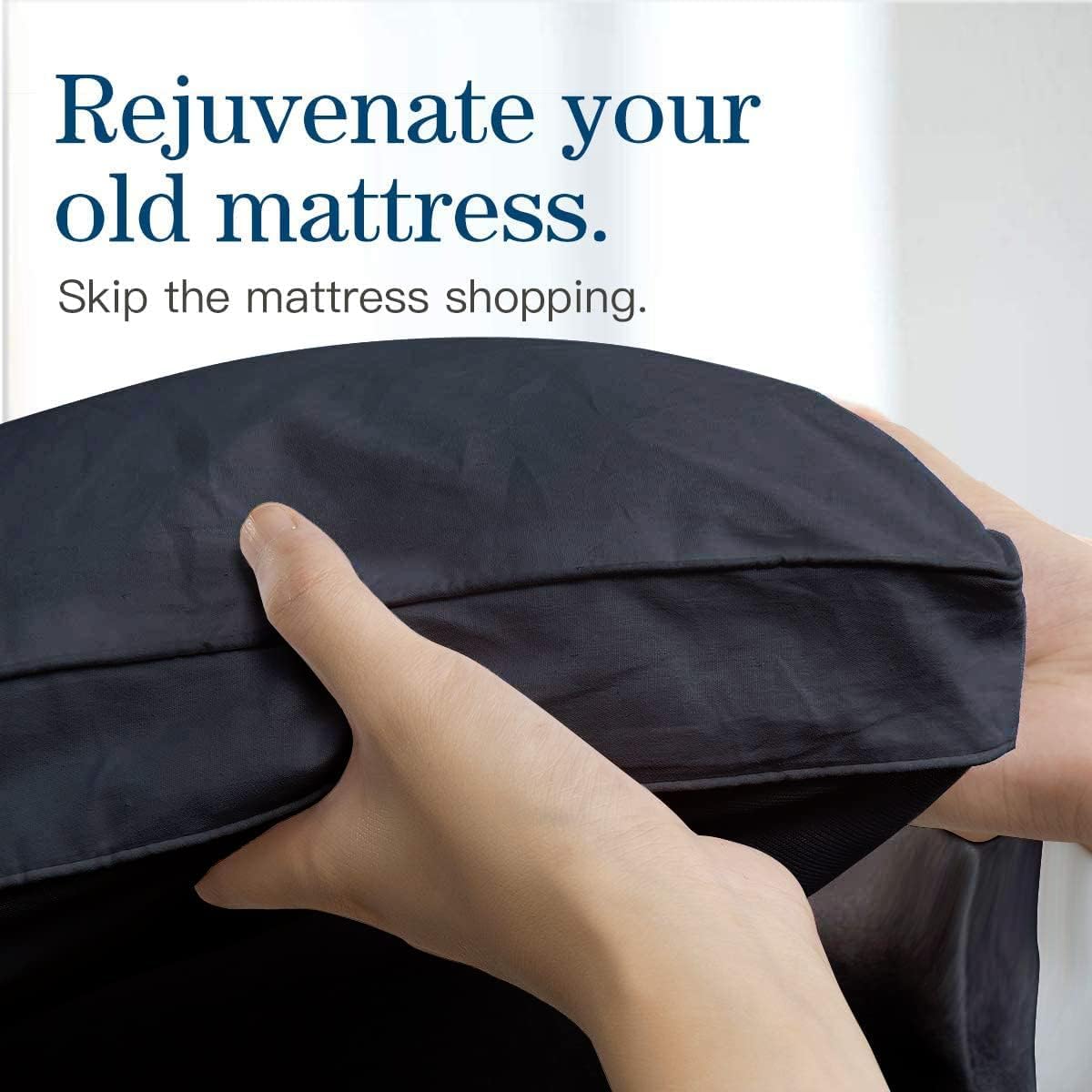 COONP King Mattress Topper, Extra Thick Pillowtop, Cooling Plush Mattress Pad Cover Bed Topper Protector with 8-21 Inch Deep Pocket (Black, King) COONP