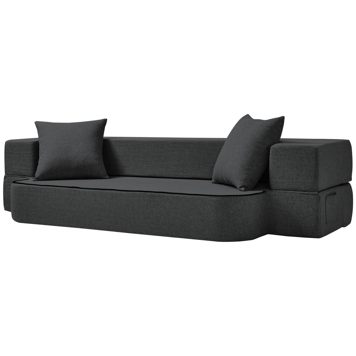 SUYOLS 2-in-1 Convertible Couch Bed with 2 Pillows - Folding Floor Couch & Sleeping Mattress - Washable Cover & Memory Foam Sleeper for Living Room/Guest Room/Home Office/Van Trip, Twin XL, Dark Grey SUYOLS
