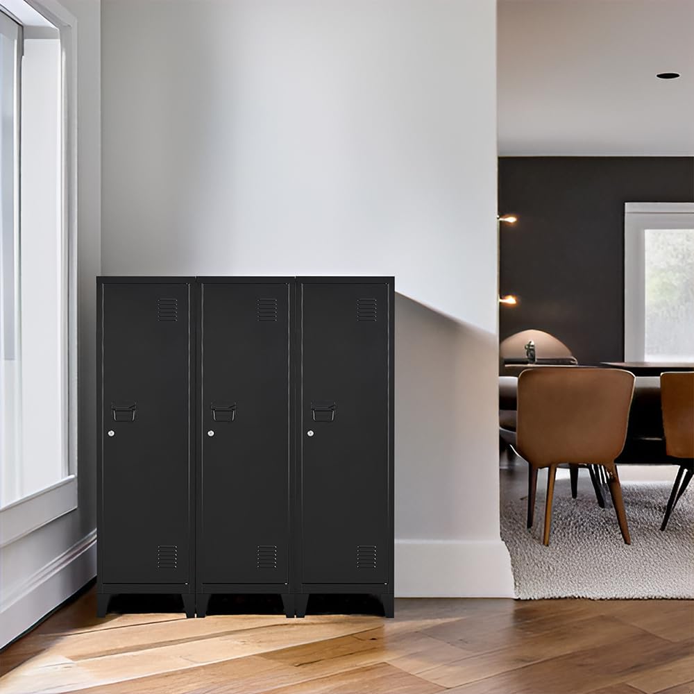 FURSTEL Metal Locker with Doors and Shelves, Locking Storage Cabinets for Small Spaces, Lockers for Employees, Lockable Storage Lockers for Office Garage School Gym FURSTEL