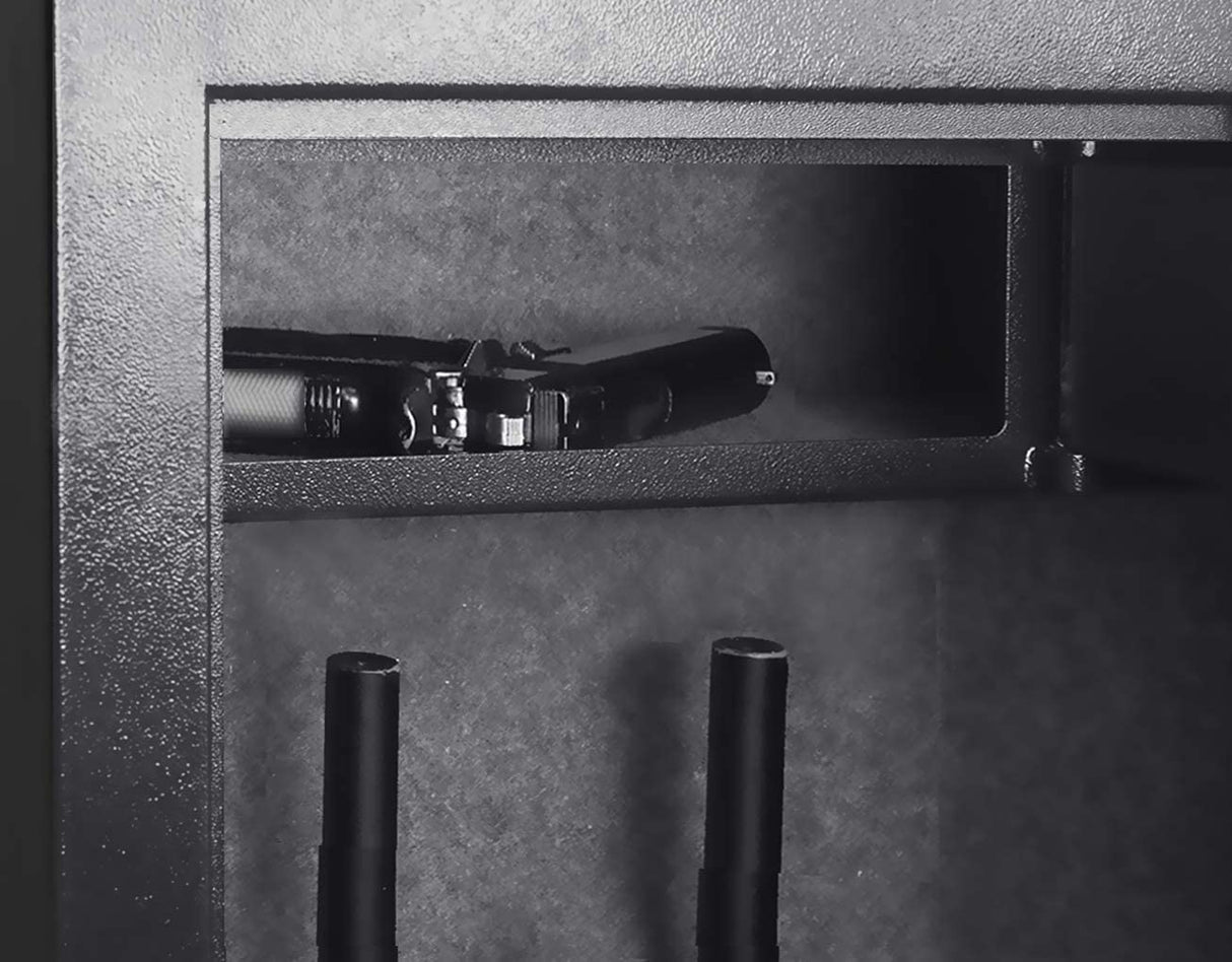 Large Biometric Rifle Safe, Quick Access 5-7 Gun Fingerprint Metal Rifle Gun Security Cabinet (with/Without Scope) with Separate Pistol/Handgun Lock Box (New and Improved Biometric Fingprint Rifle) BBRKIN