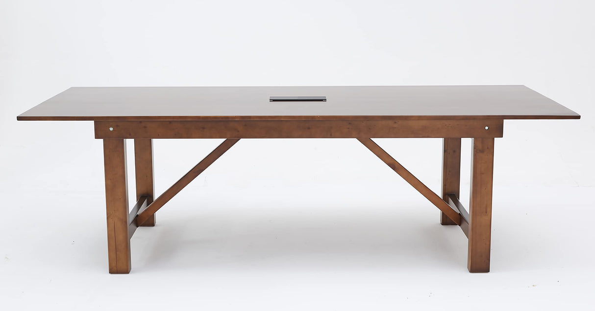 woJKod Pine Wood 8FT Table Rectangular, Kitchen Dining Table, Modern Conference Desk Table for Office-Bouns Socket/Console woJKod