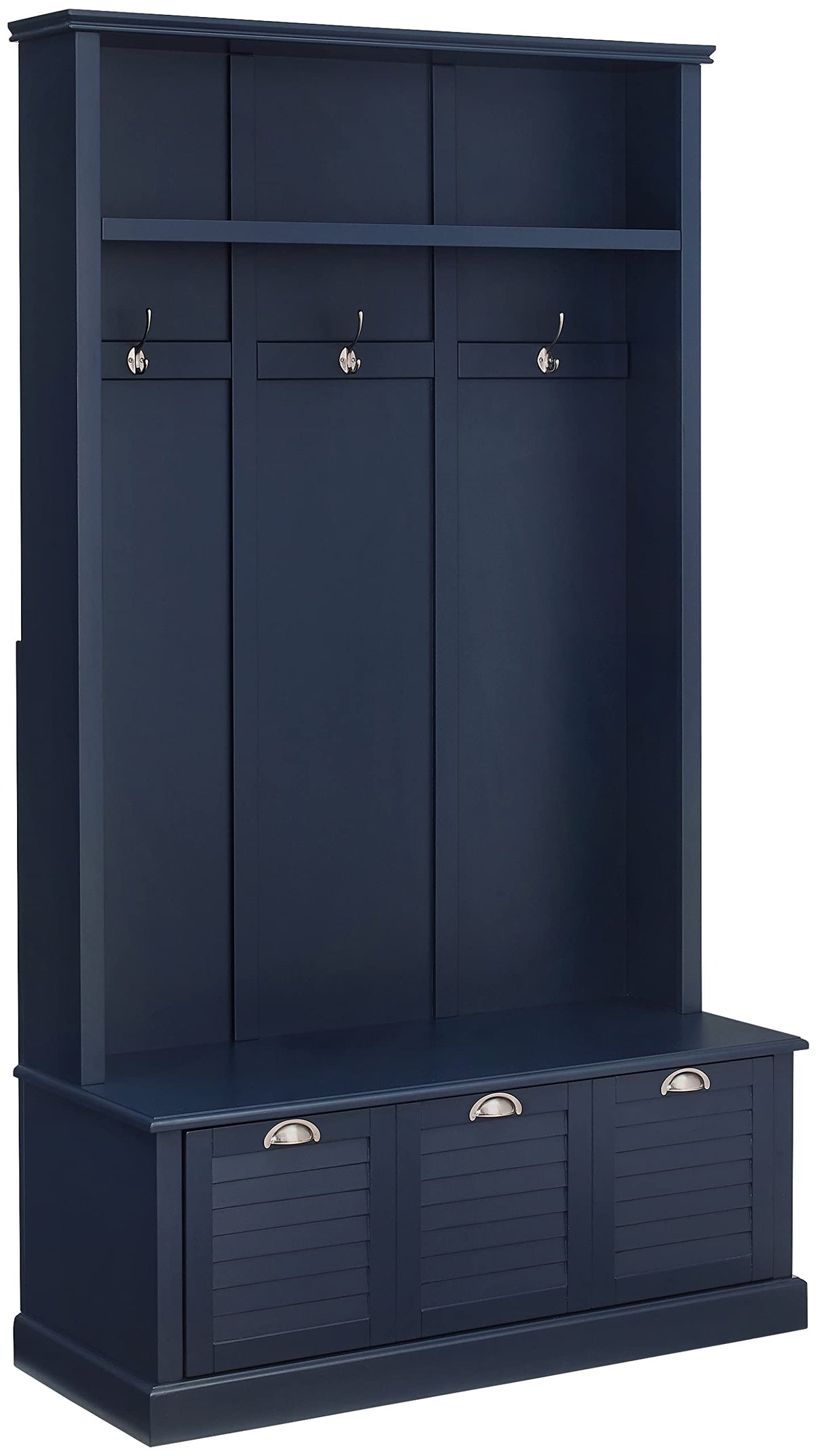 Crosley Furniture Ellison Hall Tree with Storage Bench and Coat Rack Hooks for Hanging, Navy Crosley Furniture