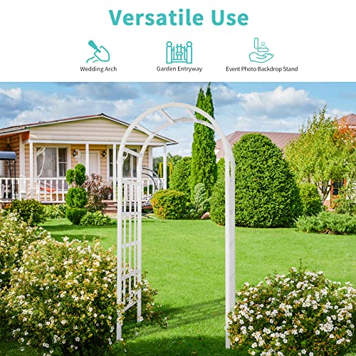 VINGLI Vinyl Garden Arbor, PVC Wedding Arch for Ceremony Party, Garden Trellis for Climbing Plants Outdoor, Arch Backdrop Stand for Garden, Backyard, Lawn VINGLI