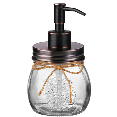 Amolliar 10 OZ Mason Jar Liquid Soap Dispenser, Stainless Steel Pump & Lid, Cute Farmhouse Decor for Kitchen, Bathroom, Refillable Hand Soap Dispenser, Lotion Soap Dispenser, Dish Soap, ORB 1 Pack