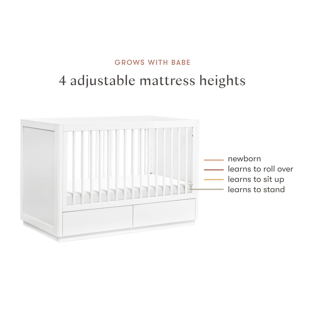 Babyletto Bento 3-in-1 Convertible Storage Crib with Toddler Bed Conversion Kit in White, Undercrib Storage Drawers, Greenguard Gold Certified babyletto