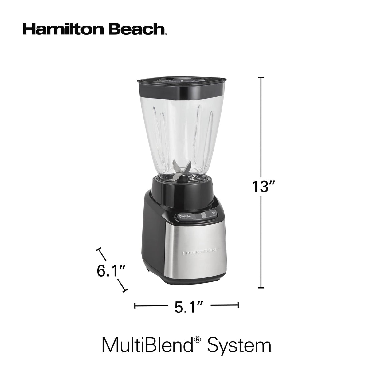 Hamilton Beach MultiBlend Smoothie Blender with 4 Shatterproof BPA Free Jars and Lids; Large 32oz Jar, 8oz Grinder for Nuts & Spices, and 2 Portable Travel Cups, 650 Watts, Black and Stainless (52400) Hamilton Beach