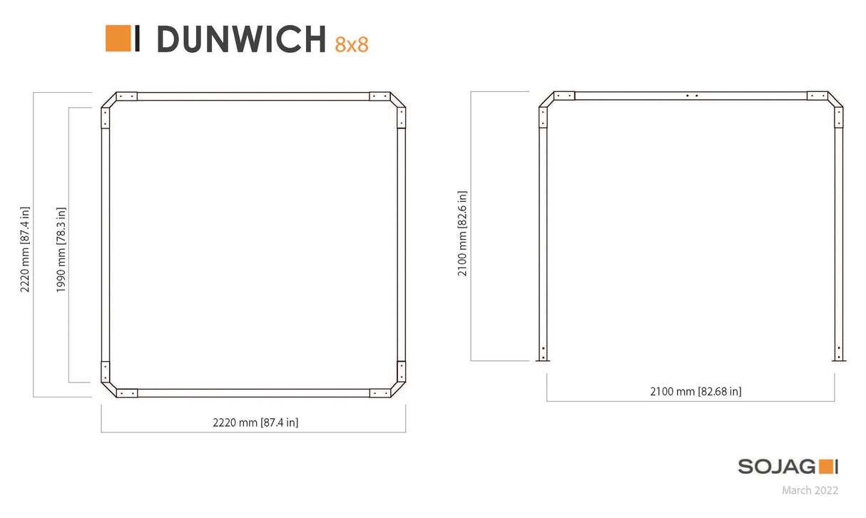 Sojag Outdoor 8' x 8' Dunwich Pergola Open Gazebo, Teal Sojag
