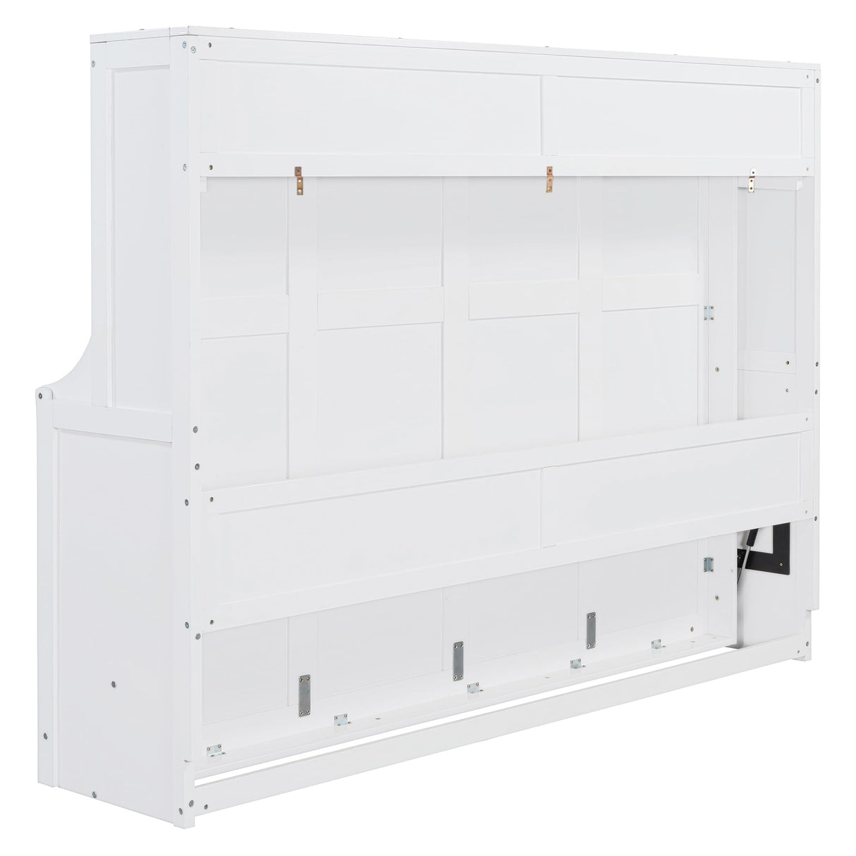 Save Space Folding Wall Bed with Desk, Queen Size Wood Hideaway Bed with Hydraulic Lift Design for Small Space Bedroom Guest Room, White MaiDeHaoo