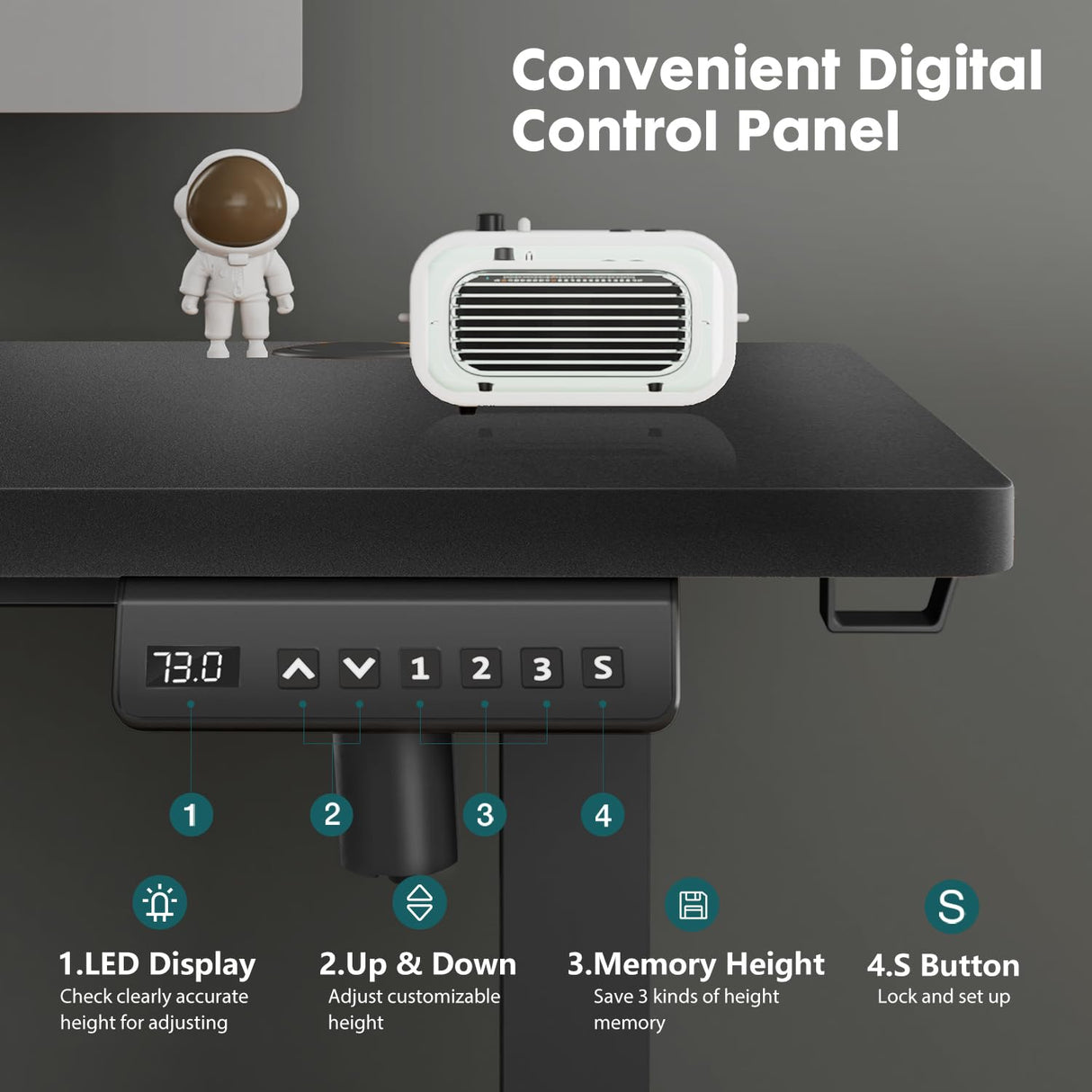 SMUG Standing Desk, Adjustable Height Electric Sit Stand Up Down Computer Table, 55x24 Inch Ergonomic Rising Desks for Work Office Home, Modern Gaming Desktop Workstation, Black SMUG