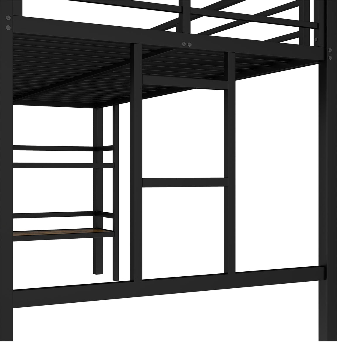 Metal Twin Size Low Loft Bed with Storage Sheves for Kids,Heavy Duty Kids Loft Bed for Boys Girls Junior,Space Saving,Black Bellemave