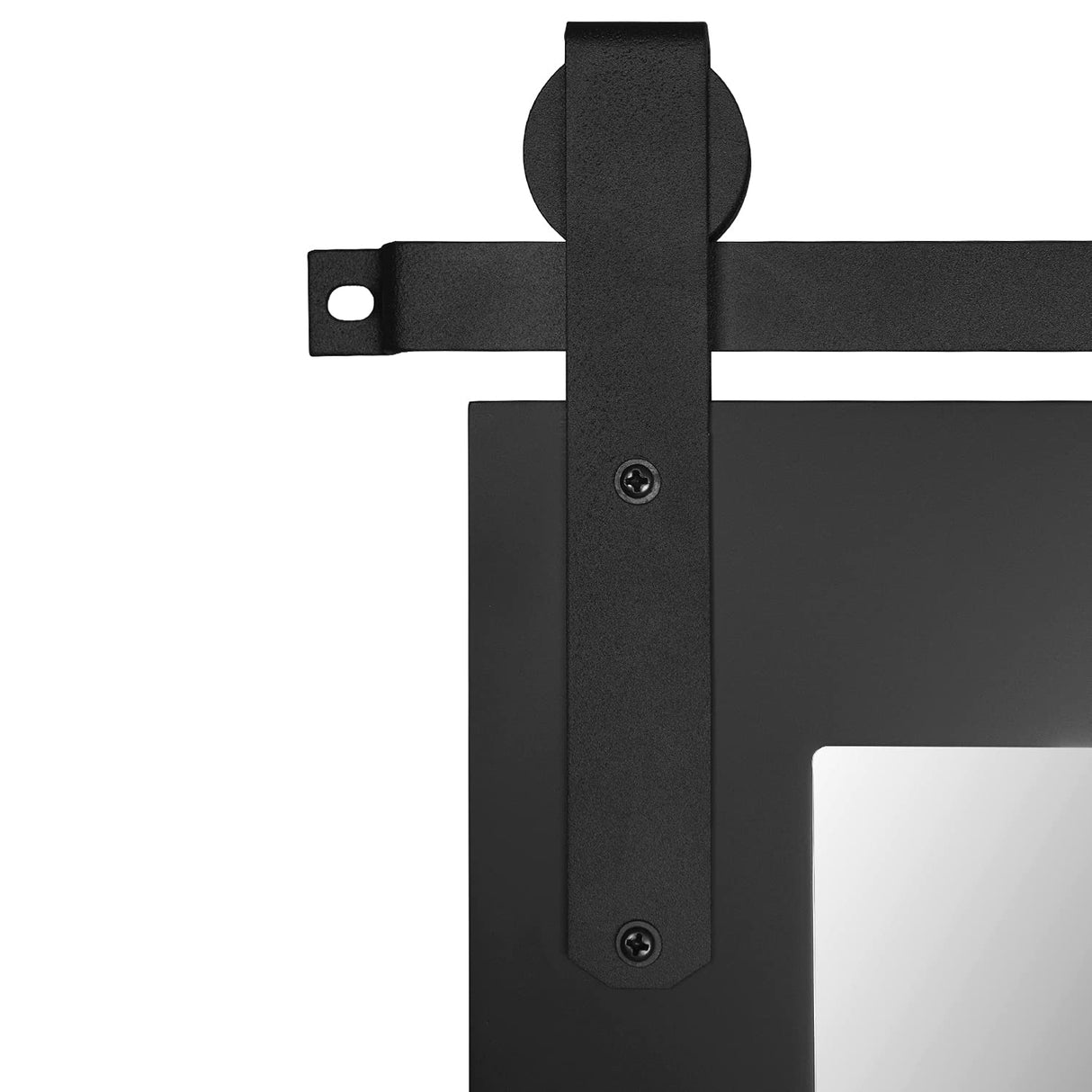 Toppay Farmhouse Wood Framed Wall Mirror Barn Door Rustic Mirrors for Wall (Black, 22 inches x28 inches ) Toppay