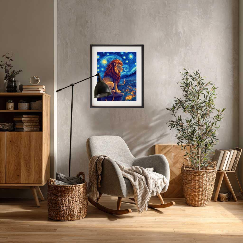 Cawpom Starry Night Animal Paint by Number, Lion Paint by Numbers Kit for Adults, Lions Acrylic Painting, Wild Animals Poster for Home Wall Art(16x20inch, No Frame) Cawpom