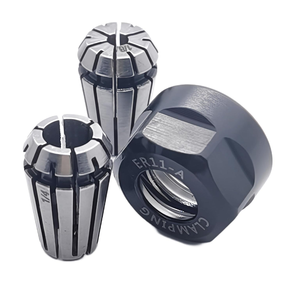 Spring Collets CNC Lathe Milling Chuck -ER11 High Precision 1/8 Inch and 1/4 Inch Collet Nut Set for CNC Engraving Mechine/Lathe Milling Tool F.L.S