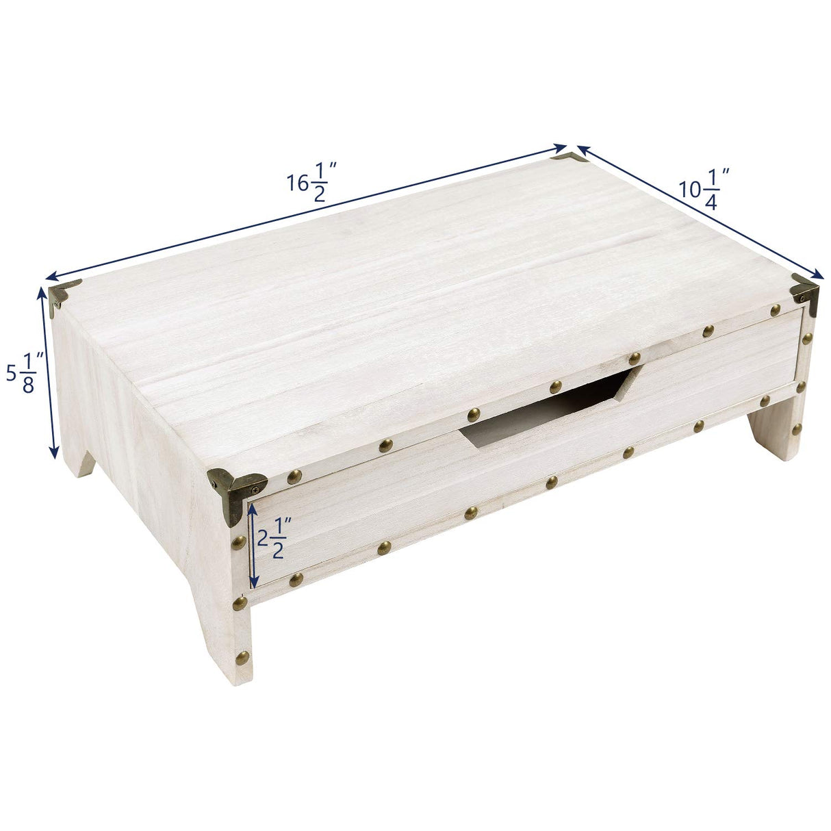 Ikee Design Wooden 2 Tier Monitor Stand with Drawer,Wood Desktop Stands for Laptop ,TV, Computer Riser,Wooden Clutter-Free Desk Stand with Storage Organizer,16 1/2 W x 10 1/4 D x 5 1/8 H in, White Ikee Design