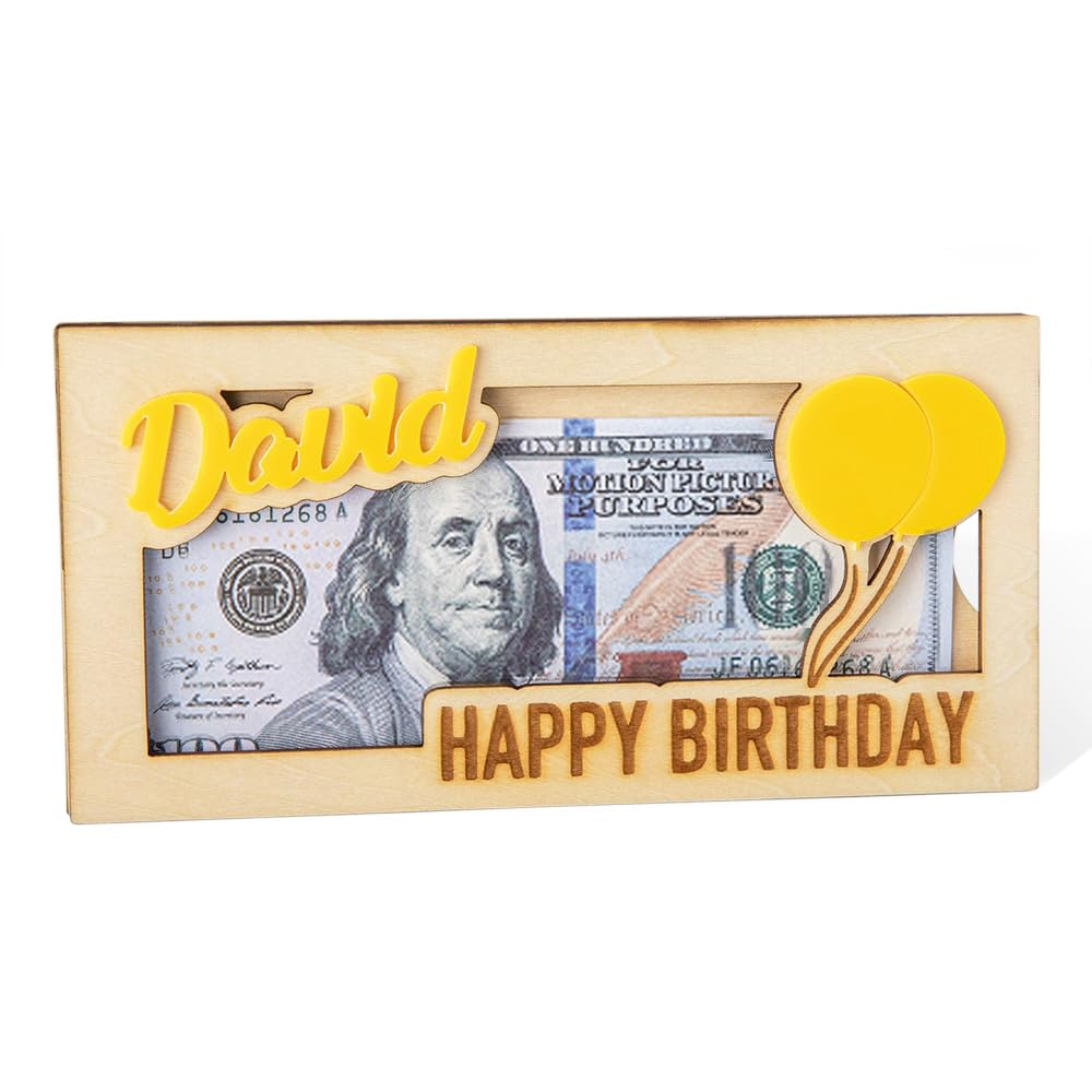 Personalized Wooden Birthday Money Envelope Custom Name Cash Envelope Money Wallet Happy Birthday Envelope Gift Card Holder Birthday Money Gift DIY Getname Necklace