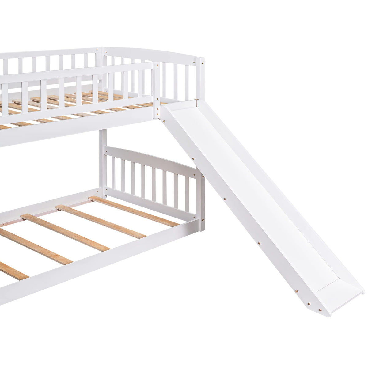 CITYLIGHT Kids Bunk Bed with Slide and Stairs, Twin Over Twin Bunk Bed with 3 Drawers, Floor Bunk Bed for Kids, Wooden Bunk Bed Frame, White CITYLIGHT