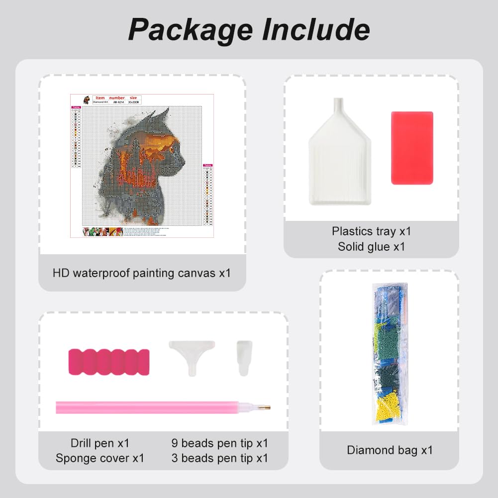 AMORARS Cat Diamond Painting Kit for Adults, 5D Forest Cat Diamond Art for Beginners - DIY Full Diamond Dot Gem Art Painting, Suitable Gifts and Home Wall Decoration Crafts, 12x12Inch AMORARS