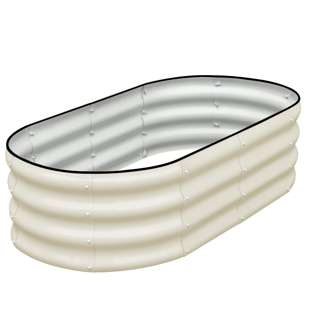 SnugNiture Galvanized Raised Garden Bed, 4x2x1ft Oval Metal Planter Box for Planting Outdoor Plants Vegetables SnugNiture