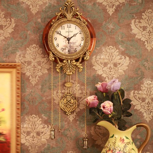 Aero Snail Dia 9-inch Retro Style Vintage Wood Indoor Wall Clock with Swinging Pendulum (Requires 2 AA Batteries for Clock Hands and Pendulum) Aero Snail