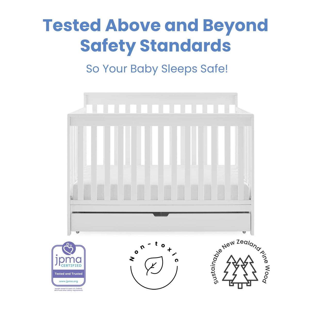 Delta Children Mercer 6-in-1 Convertible Crib with Storage Trundle, Greenguard Gold Certified, Bianca White Delta Children