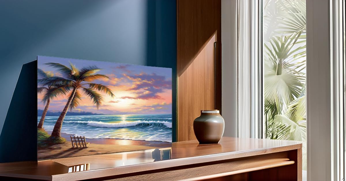 eovv 5D Coconut Tree Beach Sunset Scenic Diamond Art Painting Kit for Adults, DIY Full Drill Crystal Rhinestone Arts and Crafts (20x16in) eovv
