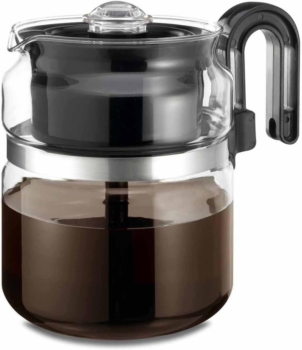 Café Brew Collection 8-Cup Glass Stovetop Percolator Coffee Pot - Borosilicate Glass Coffee Percolator - BPA Free - Dishwasher Safe - Brewing on Electric and Gas Ranges CAFÉ BREW COLLECTION