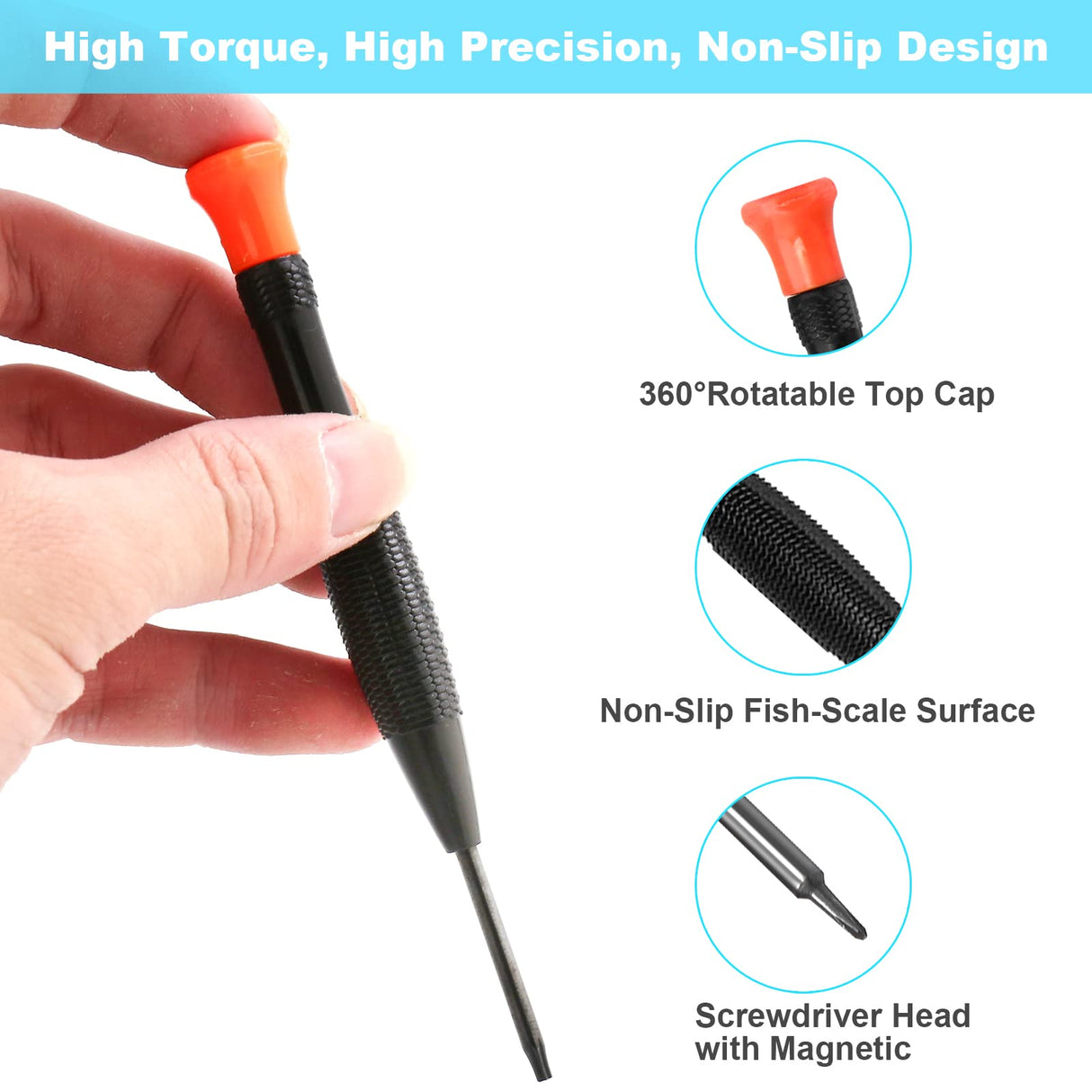 Precision Screwdriver Set, 25 PCS Small Screwdriver Set Magnetic, with Torx Flathead Phillips Star Pentalobe Y Screwdrivers, ESD Tweezers for Eyeglass Watchmaker Computer PC Electronic Laptop Jewelers TEELLA