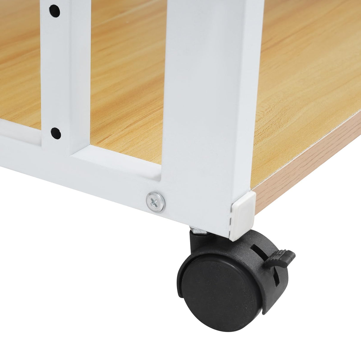 5-Tier AV Media Stand Audio Rack Tower with 4 Lockable Universal Wheels Movable Audio Media Stand with Top Corner Shelf for Record Player, Stereo Components, DVD Players(19.7*15.7*42.9in, White, Wood) VitaChicuy