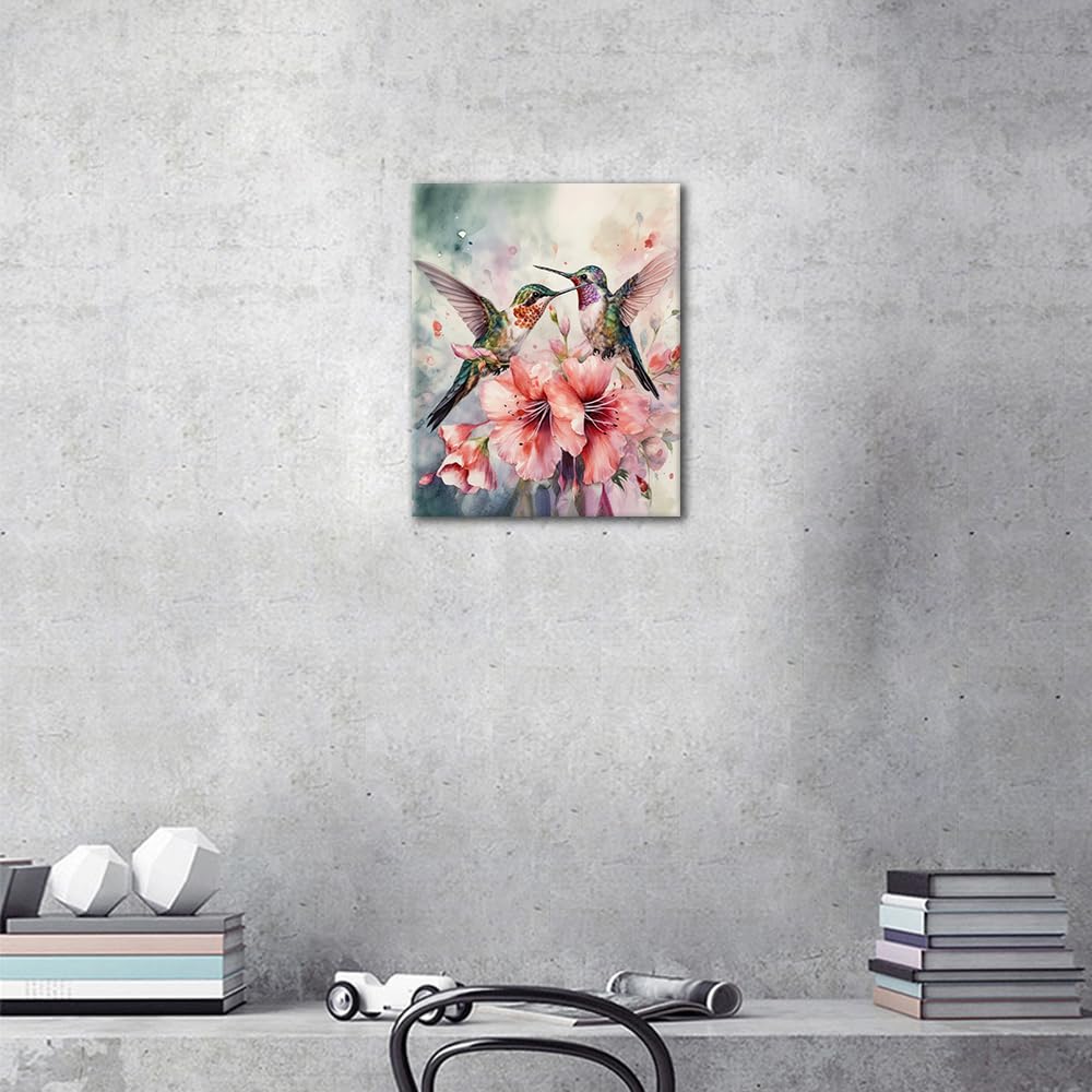 Paint by Numbers for Adults Hummingbirds and Flowers DIY Painting Kit with Acrylic Paints Brushes and Pre Printed Canvas Great for Stress Relief Home Decor or Creative Gift 16x20 Inch TUMOVO
