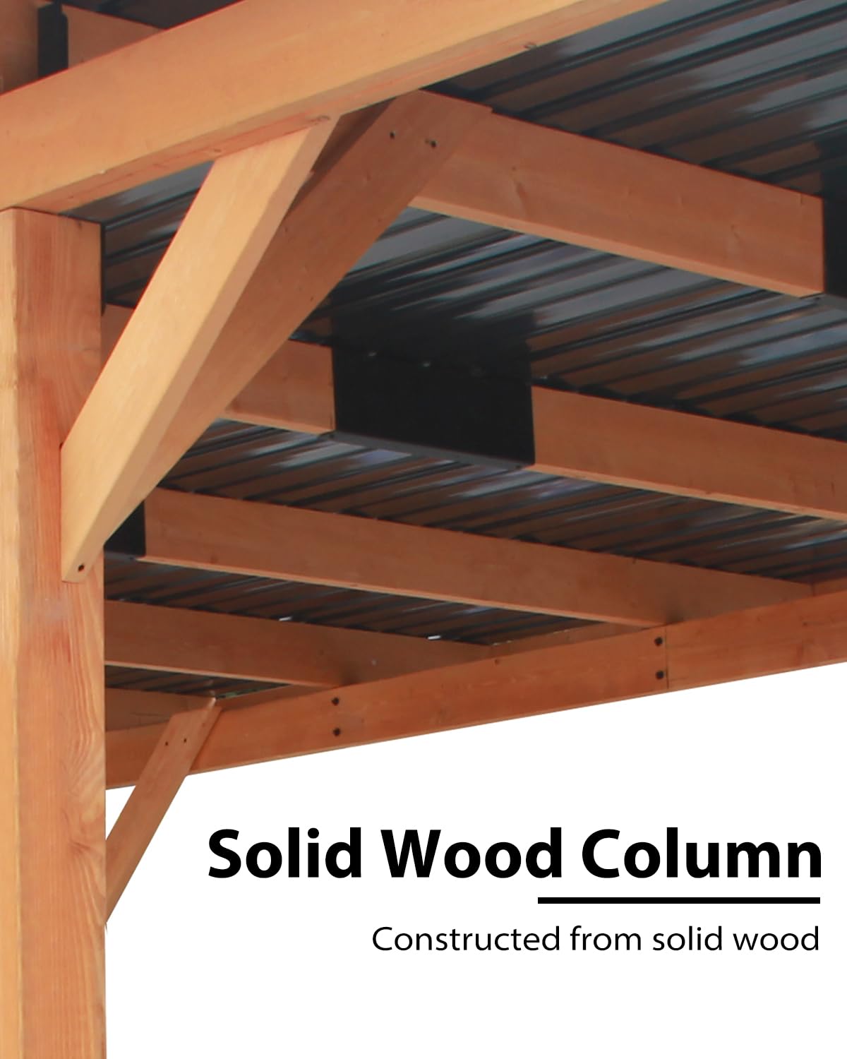 Beneouya 18.3 x 12.6 x 7.8 FT Carport, Wood Outdoor Gazebo Pavilion with Hardtop Sloped Steel Roof, Heavy Duty Waterproof Car Port for Backyard, Patio, Deck and Lawn Beneouya