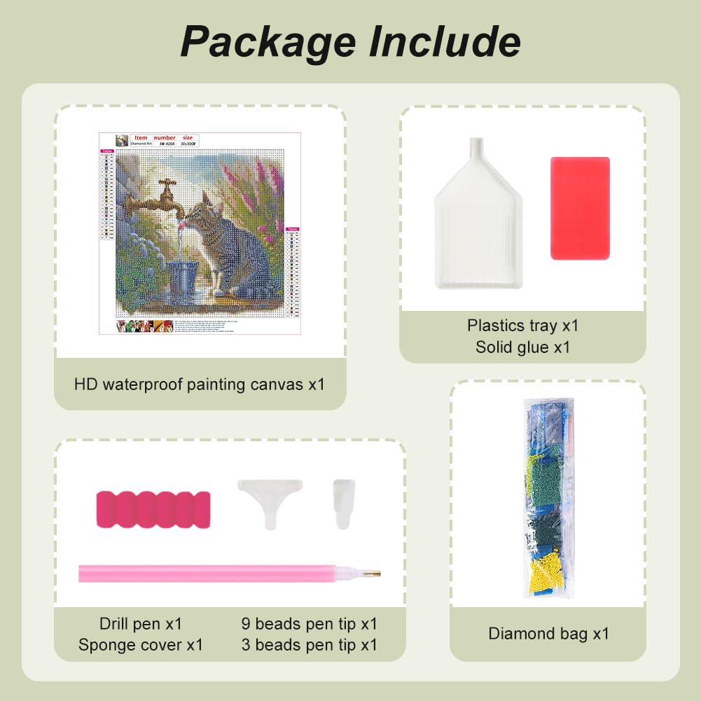 AMORARS Cat Diamond Painting Kit for Adults, 5D Diamond Art Beginners - DIY Full Diamond Dot Gem Art Paintings, Suitable Gifts, and Home Decoration Crafts,12x12In AMORARS