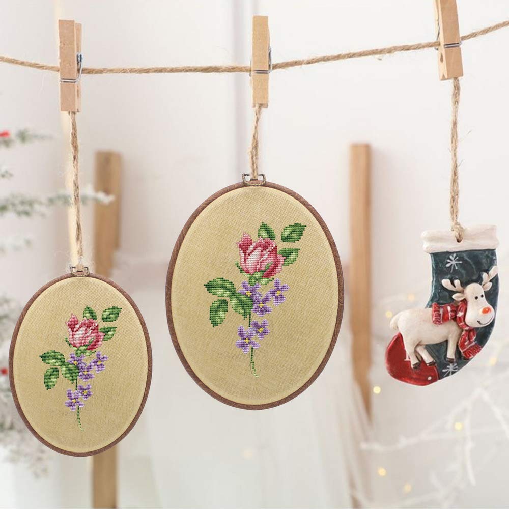 guofa 6.7'' Oval Embroidery Hoops- 2PCS 17x13CM Decorative Cross Stitch Hoops, Imitated Wood Resin Embroidery Frame Hoop for Art Craft Sewing guofa