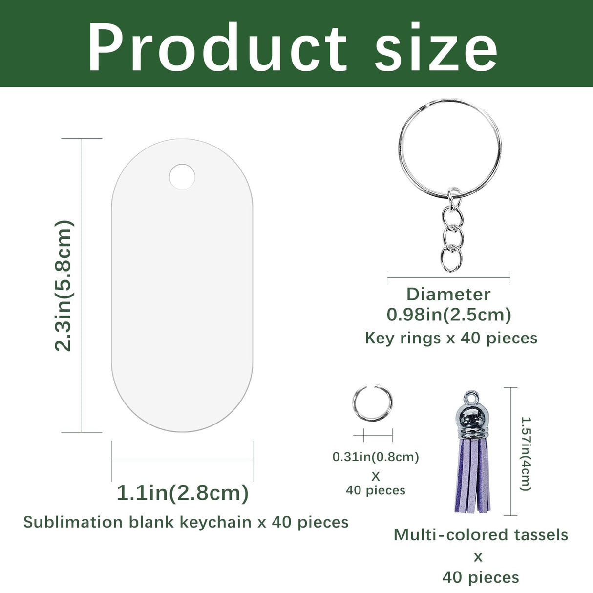 GEKIXUTP 160 Pcs metal Sublimation Keychain Blanks Bulk,Double Sided Sublimation Blanks Keychain Heat Transfer Keychain Blanks with Tassels,Sublimation Ornament Blanks key chain GEKIXUTP
